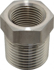 Made in USA - 1/2 x 3/8" Grade 316 Stainless Steel Pipe Hex Bushing - MNPTF x FNPTF End Connections - Exact Tooling