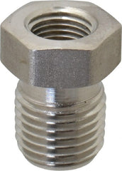 Made in USA - 1/4 x 1/8" Grade 316 Stainless Steel Pipe Hex Bushing - MNPTF x FNPTF End Connections - Exact Tooling