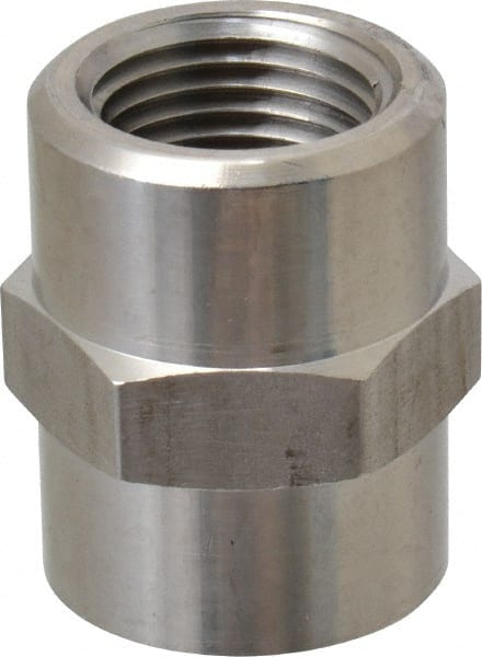 Made in USA - 2" Grade 316 Stainless Steel Pipe Hex Coupling - FNPT End Connections, 2,400 psi - Exact Tooling