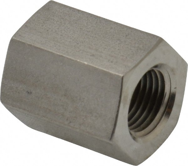 Made in USA - 1/8" Grade 316 Stainless Steel Pipe Hex Coupling - FNPTF x FNPTF End Connections - Exact Tooling