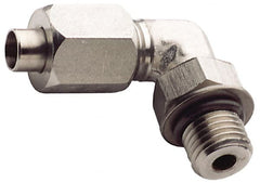 Made in USA - 3/8" Tube OD, 37° Stainless Steel Flared Tube Male Elbow - 9/16-18 UNF, Flared to Male SAE O-Ring, 90° Ends - Exact Tooling