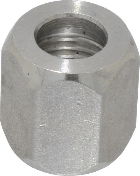 Made in USA - 1/4" Tube OD, 37° Stainless Steel Flared Tube Nut - 7/16-20 UNF, Flare Ends - Exact Tooling