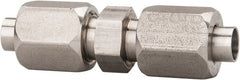 Made in USA - 1/2" Tube OD, 37° Stainless Steel Flared Tube Union - 7/16-20 UNF, Flare x Flare Ends - Exact Tooling