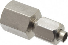 Made in USA - 1/4" Tube OD, 37° Stainless Steel Flared Tube Female Connector - 1/4-18 NPTF, Flare x FNPT Ends - Exact Tooling