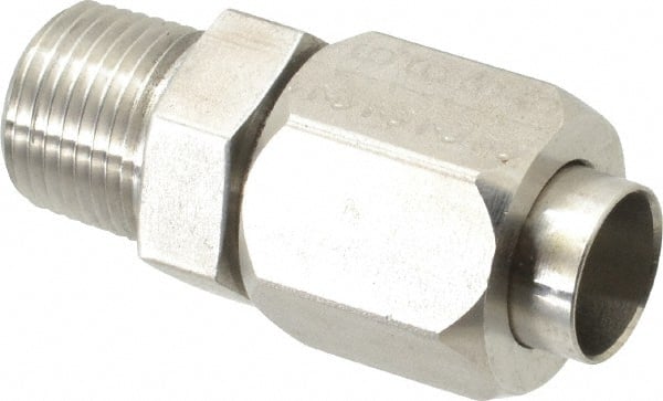 Made in USA - 1/2" Tube OD, 37° Stainless Steel Flared Tube Male Connector - 3/8-18 NPTF, Flare x MNPTF Ends - Exact Tooling