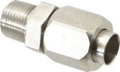 Made in USA - 1/2" Tube OD, 37° Stainless Steel Flared Tube Male Connector - 3/8-18 NPTF, Flare x MNPTF Ends - Exact Tooling