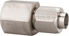 Made in USA - 1/2" Tube OD, 37° Stainless Steel Flared Tube Female Connector - 1/2-14 NPTF, Flare x FNPT Ends - Exact Tooling