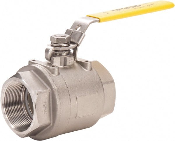 Legend Valve - 4" Pipe, Full Port, Stainless Steel Full Port Ball Valve - 2 Piece, FNPT x FNPT Ends, Locking Lever Handle, 800 WOG, 150 WSP - Exact Tooling