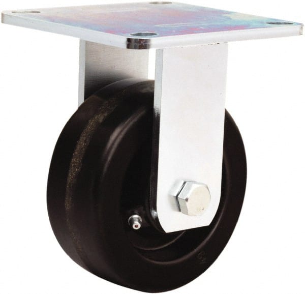 Hamilton - 5" Diam x 2" Wide x 6-1/2" OAH Top Plate Mount Rigid Caster - Phenolic, 900 Lb Capacity, Straight Roller Bearing, 5 x 5-1/2" Plate - Exact Tooling