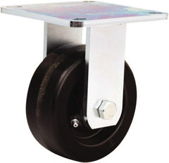 Hamilton - 5" Diam x 2" Wide x 6-1/2" OAH Top Plate Mount Rigid Caster - Phenolic, 900 Lb Capacity, Straight Roller Bearing, 5 x 5-1/2" Plate - Exact Tooling
