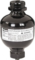 Parker - 10 Lb. Capacity, 3,620 psi Max Working Pressure, 4.69" High, Hydrin Diaphragm Accumulator - 2.95" Diam, 6 SAE Port Thread - Exact Tooling