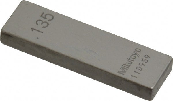 Mitutoyo - 0.135" Rectangular Steel Gage Block - Accuracy Grade AS-1, Includes Certificate of Inspection - Exact Tooling