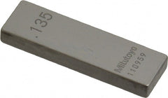 Mitutoyo - 0.135" Rectangular Steel Gage Block - Accuracy Grade AS-1, Includes Certificate of Inspection - Exact Tooling