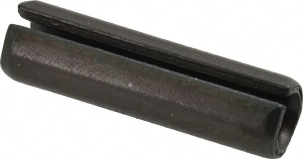 Made in USA - 3/8" Diam x 1-3/8" Long Slotted Spring Pin - Grade 1070-1090 Alloy Steel, Black Oxide Finish - Exact Tooling