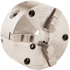 Buck Chuck Company - 3 Jaws, 8" Diam, Self Centering Manual Lathe Chuck - Front Mount, Adjustable, 4,000 Max RPM, 2.37" Through Hole Diam, Forged Steel - Exact Tooling