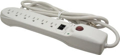 Hubbell Wiring Device-Kellems - 6 Outlets, 125 Volts, 15 Amps, 6' Cord, Power Outlet Strip - Free Hanging Mount, 5-15R NEMA Configuration - Exact Tooling