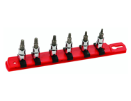 6 Piece - T10 - T30 on Rail - 1/4" Square Drive with 1/4" Replaceable Hex Bit - Torx Bit Socket Set - Exact Tooling