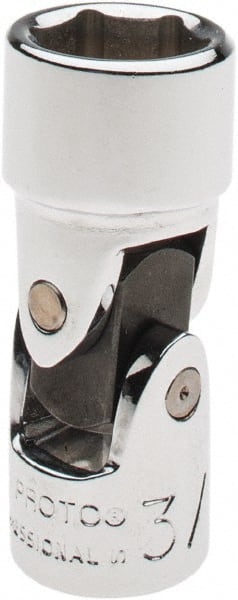 Proto - 3/8", 1/4" Drive, Standard Hand Socket - 6 Points, 1-13/32" OAL, Alloy Steel, Chrome Finish - Exact Tooling