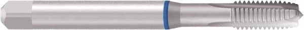 Emuge - M5x0.80 Metric Coarse, 3 Flute, Nitride Finish, Cobalt Spiral Point Tap - Plug Chamfer, Right Hand Thread, 70mm OAL, 15mm Thread Length, 6mm Shank Diam, 6G Class of Fit, Series Rekord B - Exact Tooling