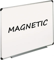 UNIVERSAL - 24" High x 36" Wide Erasable Melamine Marker Boards - Aluminum/Plastic Frame, 42-1/4" Deep, Includes Accessory Tray/Rail & Mounting Kit - Exact Tooling