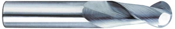 SGS - 3/8", 1/2" LOC, 3/8" Shank Diam, 4" OAL, 2 Flute, Solid Carbide Square End Mill - Single End, TiB2 Finish, Spiral Flute, 35° Helix, Centercutting, Right Hand Cut, Right Hand Flute, Series 47E - Exact Tooling
