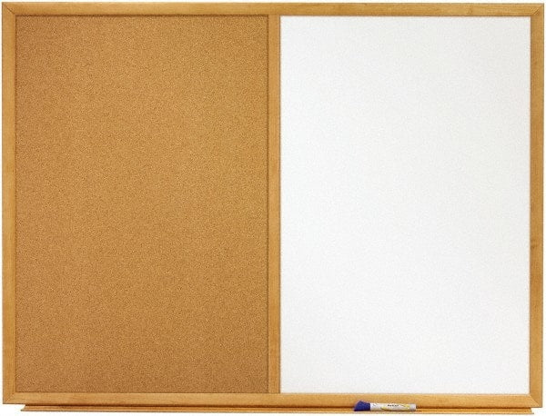 Quartet - 24" High x 36" Wide Cork/Melamine Dry Erase Board - Fiberboard Frame, 24-3/4" Deep, Includes Accessory Tray/Rail & One Dry-Erase Marker & Mounting Kit - Exact Tooling