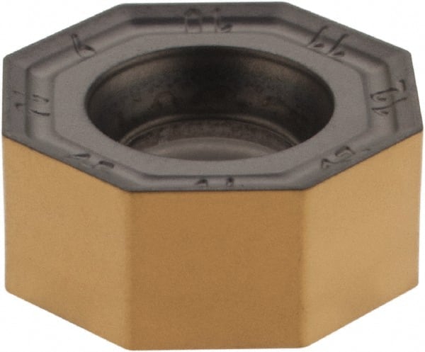 Iscar - ONMU050505 MM Grade IC830 Carbide Milling Insert - TiAlN/TiN Finish, 0.2047" Thick, 13mm Inscribed Circle, 0.5mm Corner Radius - Exact Tooling