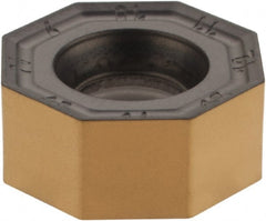 Iscar - ONMU050505 MM Grade IC830 Carbide Milling Insert - TiAlN/TiN Finish, 0.2047" Thick, 13mm Inscribed Circle, 0.5mm Corner Radius - Exact Tooling