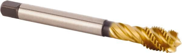 Kennametal - M8x1.00 Metric Fine 3 Flute 6HX Modified Bottoming Spiral Flute Tap - Powdered Metal, TiCN/TiN Finish, 90mm OAL, Right Hand Flute, Right Hand Thread, Series T630 - Exact Tooling