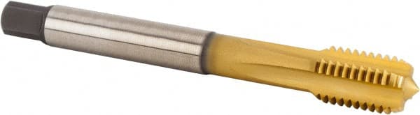 Kennametal - M14x1.50 Metric Fine 6HX 4 Flute TiCN/TiN Finish Powdered Metal Straight Flute Machine Tap - Bottoming, Right Hand Thread, 100mm OAL, 15mm Thread Length, Oversize - Exact Tooling