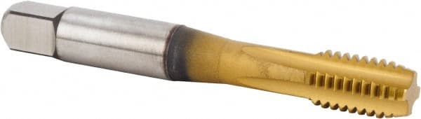 Kennametal - 3/8-24 UNF 3BX 4 Flute TiCN/TiN Finish Powdered Metal Straight Flute Machine Tap - Modified Bottoming, Right Hand Thread, 74.17mm OAL, 14.73mm Thread Length, Oversize - Exact Tooling