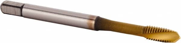 Kennametal - M5x0.80 Metric 2 Flute 6HX Plug Spiral Flute Tap - Powdered Metal, TiCN/TiN Finish, 60.2mm OAL, Left Hand Flute, Right Hand Thread, Series T620 - Exact Tooling