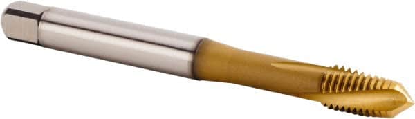 Kennametal - M6x1.00 Metric 3 Flute 6HX Plug Spiral Flute Tap - Powdered Metal, TiCN/TiN Finish, 80mm OAL, Left Hand Flute, Right Hand Thread, Series T620 - Exact Tooling