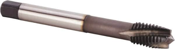 Kennametal - M12x1.75 Metric 3 Flute 6HX Plug Spiral Flute Tap - Powdered Metal, TiN/CrC/C Finish, 110mm OAL, Left Hand Flute, Right Hand Thread, Series T620 - Exact Tooling