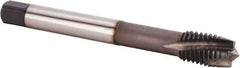Kennametal - M12x1.75 Metric 3 Flute 6HX Plug Spiral Flute Tap - Powdered Metal, TiN/CrC/C Finish, 110mm OAL, Left Hand Flute, Right Hand Thread, Series T620 - Exact Tooling