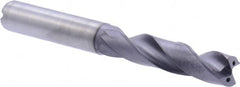 Kennametal - 3/8" 180° Spiral Flute Solid Carbide Screw Machine Drill Bit - Multilayer TiAlN Finish, Right Hand Cut, 47mm Flute Length, 89mm OAL, Flat-Bottom Point, Straight Shank, Through Coolant - Exact Tooling