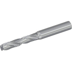 Kennametal - 13/32" 180° Spiral Flute Solid Carbide Screw Machine Drill Bit - Multilayer TiAlN Finish, Right Hand Cut, 55mm Flute Length, 102mm OAL, Flat-Bottom Point, Straight Shank, Through Coolant - Exact Tooling
