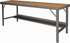 Durham - 96 Wide x 30" Deep x 26" High, Steel Workbench - Folding Legs, Gray - Exact Tooling