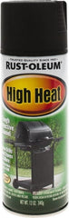 Rust-Oleum - Black, Satin, High-Heat Spray Paint - 10 to 12 Sq Ft per Can, 12 oz Container, Use on Metal - Exact Tooling