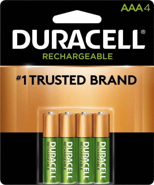Duracell - Size AAA, NiMH, 4 Pack, Standard Battery - 1.2 Volts, Button Tab Terminal, 61951-2:2003-04 - Exact Tooling