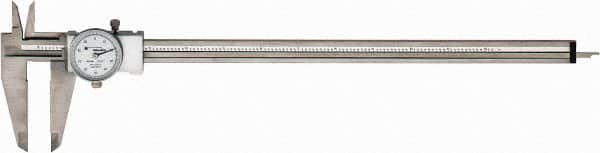 TESA Brown & Sharpe - 0" to 12" Range, 0.001" Graduation, 0.1" per Revolution, Dial Caliper - White Face, 2.5" Jaw Length, Accurate to 0.02mm/0.03mm - Exact Tooling