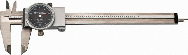 TESA Brown & Sharpe - 0" to 6" Range, 0.001" Graduation, 0.1" per Revolution, Dial Caliper - Black Face, 1.5" Jaw Length, Accurate to 0.02mm/0.03mm - Exact Tooling