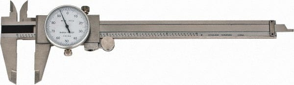 Value Collection - 0" to 6" Range, 0.001" Graduation, 0.1" per Revolution, Dial Caliper - White Face - Exact Tooling