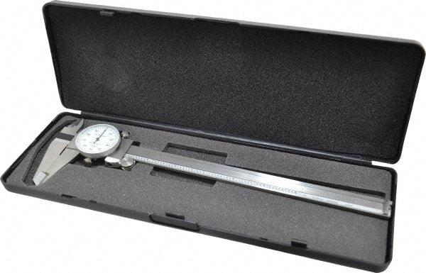 Value Collection - 0" to 8" Range, 0.001" Graduation, 0.1" per Revolution, Dial Caliper - White Face - Exact Tooling