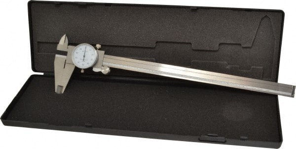 Value Collection - 0" to 12" Range, 0.001" Graduation, 0.1" per Revolution, Dial Caliper - White Face - Exact Tooling