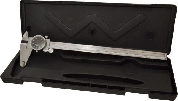 Value Collection - 0" to 12" Range, 0.001" Graduation, 0.1" per Revolution, Dial Caliper - Black Face - Exact Tooling