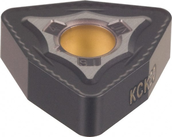 Kennametal - WNMG332 UN Grade KCK15 Carbide Turning Insert - TiCN/Al2O3 Finish, 80° Trigon, 3/8" Inscr Circle, 3/16" Thick, 1/32" Corner Radius - Exact Tooling