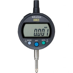 Mitutoyo - 0 to 12.7mm Range, 0.001mm Graduation, Electronic Drop Inidicator - Flat Back, 0.003mm Accuracy, LCD Display, Metric - Exact Tooling