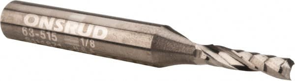 Onsrud - 1/8" Cutting Diam x 1/2" Length of Cut, 1 Flute, Upcut Spiral Router Bit - Uncoated, Right Hand Cut, Solid Carbide, 2" OAL x 1/4" Shank Diam, Single Edge - Exact Tooling