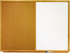 Quartet - 48" Wide x 36" High Dry Erase Combination Cork Bulletin Board - Melamine, White/Brown - Exact Tooling